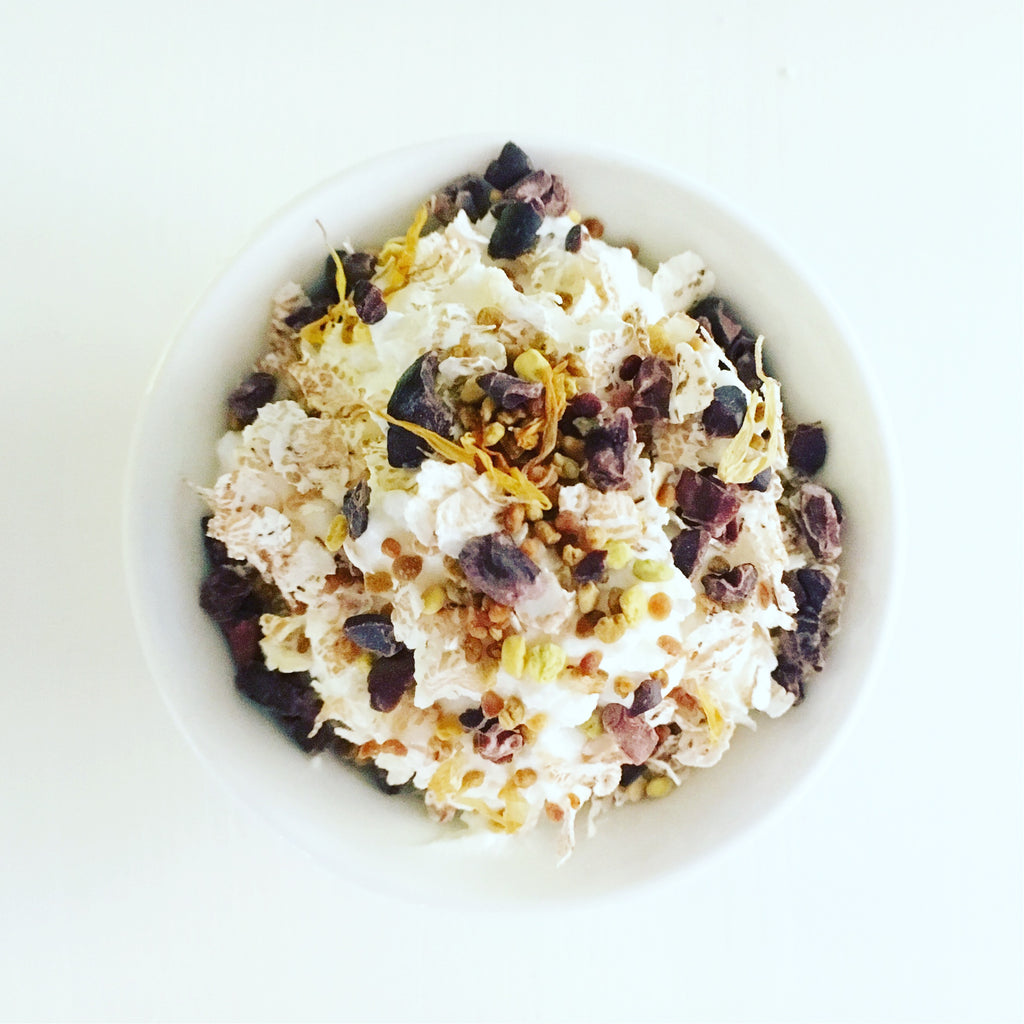 Quark con polline di api e cioccolato fondente